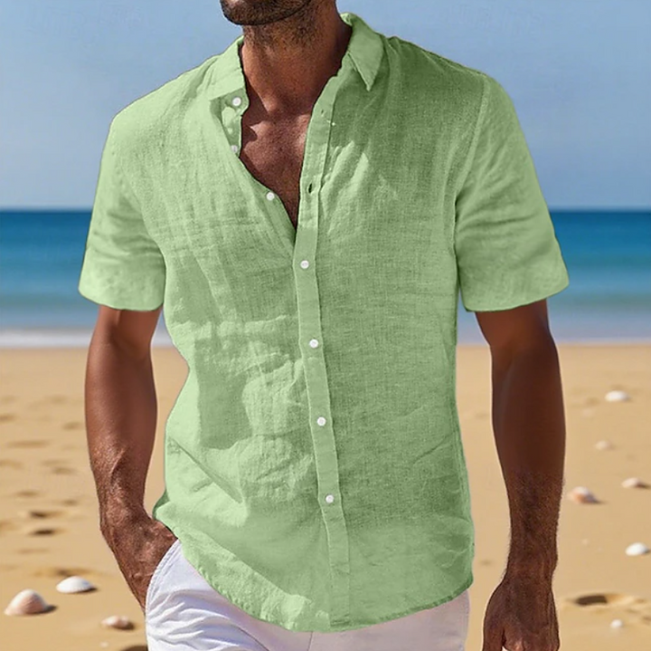 Comfortable men's relaxed fit summer shirt, short sleeve design for warm weather and everyday comfort.