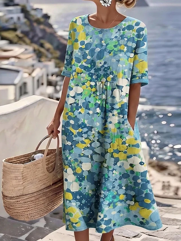 Printed floral maxi dress for women, a comfortable and flowy boho-style casual dress for elegant summer fashion.