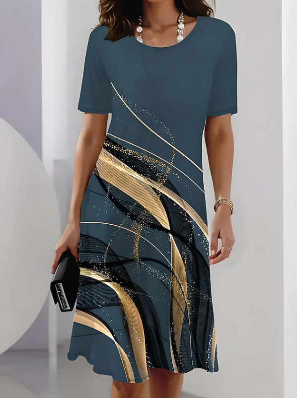 Chic women's multicolour midi dress, an elegant and sophisticated choice for evening parties.