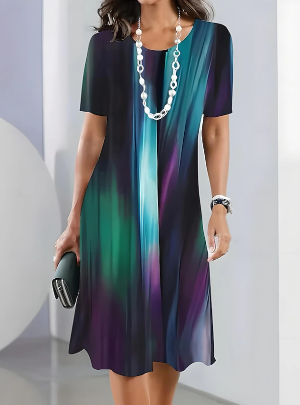 Women's elegant multicolour midi evening dress, perfect for parties & formal events.