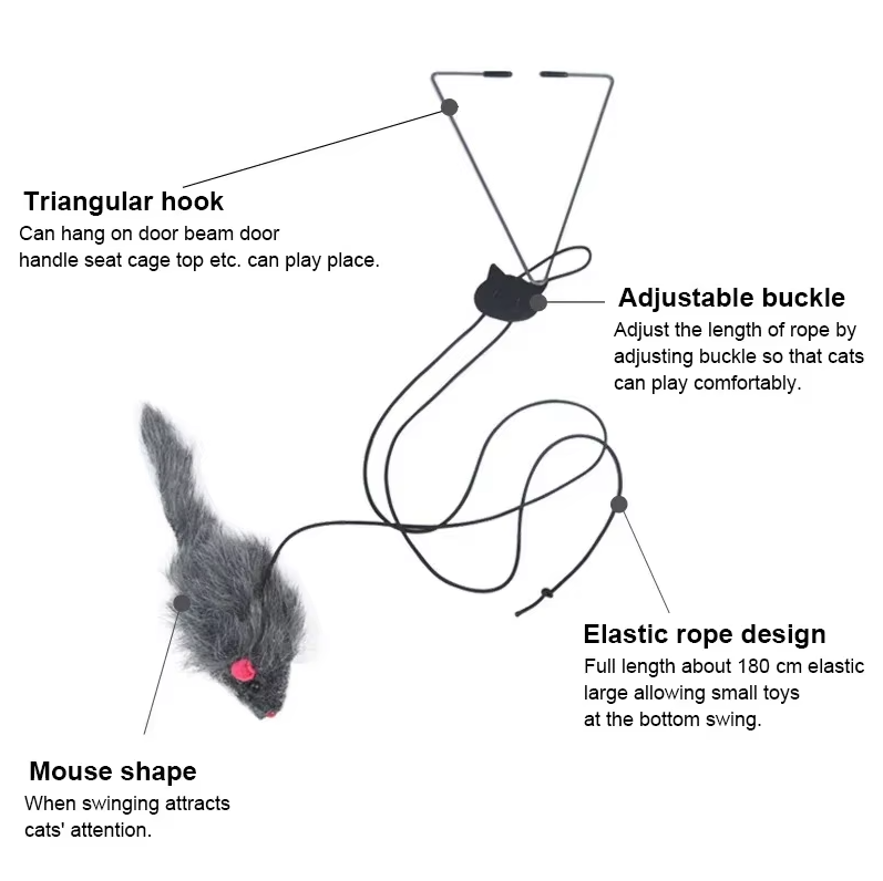 Interactive jumping mouse cat door toy, 3-pack. Great for active felines & kitten play.