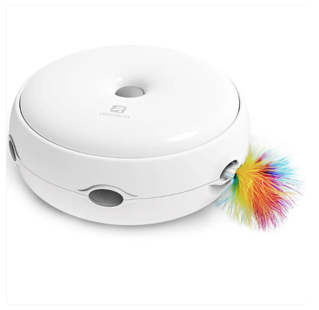 Vibrant rainbow feather automatic cat toy providing interactive fun & enrichment for your playful feline friend.