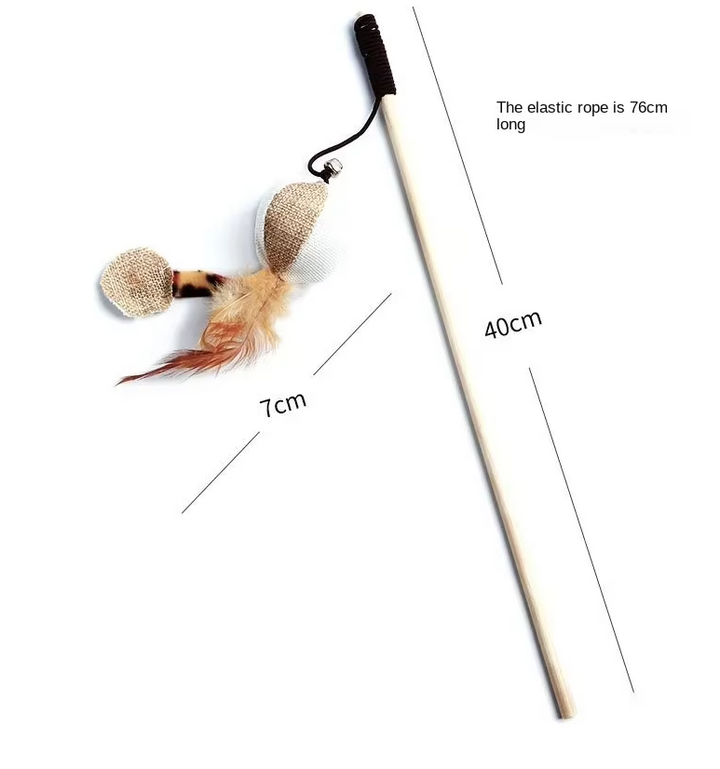 Promote healthy activity with this interactive feather & bell cat toy set for playful pets.