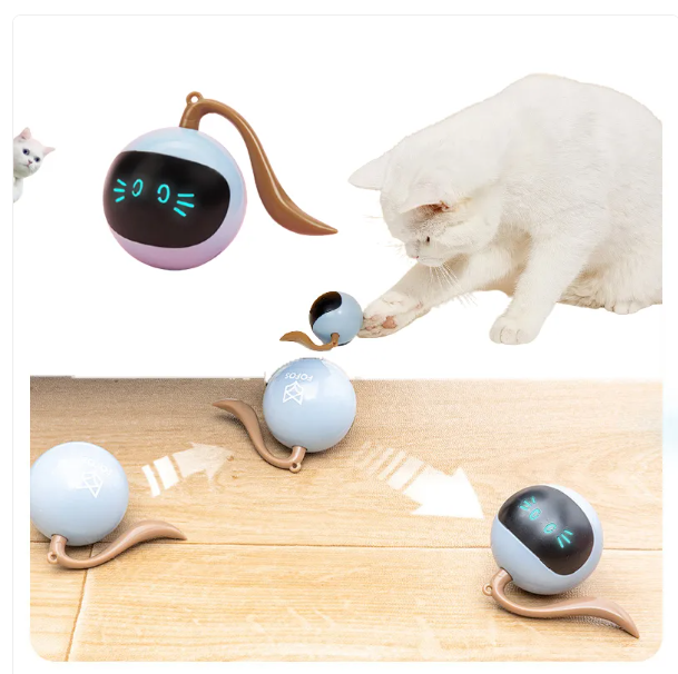 Rechargeable smart LED cat toy ball, providing interactive fun & exercise for pets.