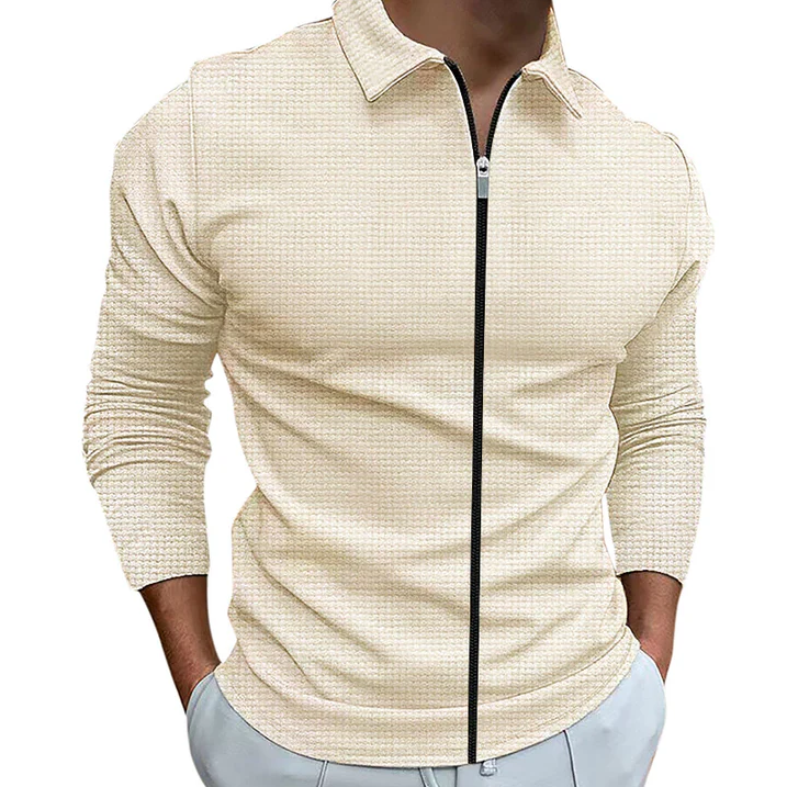 Comfortable men's zip-up casual shirt, perfect for versatile everyday wear and stylish men's fashion.