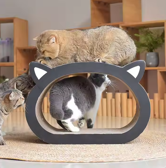 Durable cat scratch pad & lounger, modern pet furniture, perfect for cat play & relaxation.