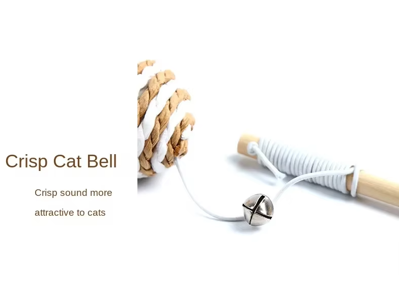 Mental stimulation for cats with this interactive feather & bell toy set; great for indoor pets.