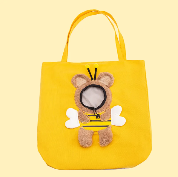 Comfy interior of funny animal costume pet carrier for small cats & dogs. Safe portable travel for cars.