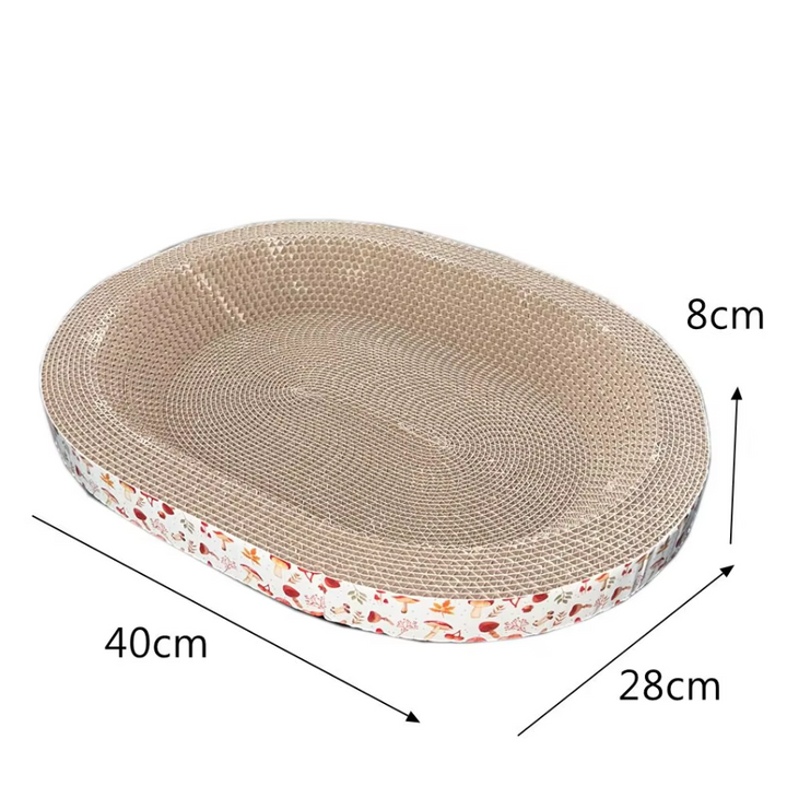 Corrugated cardboard cat scratcher and lounge bed. Ideal pet bed and furniture protector for happy cats.