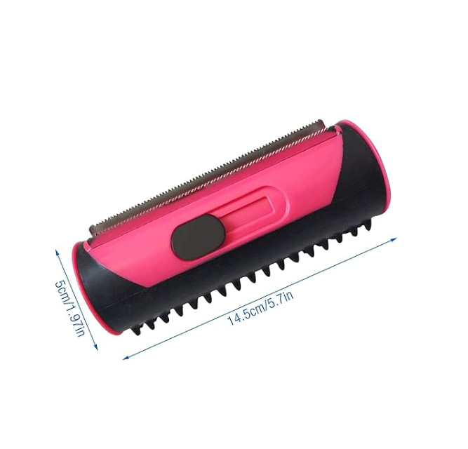 Efficient animal hair removal tool. Self-cleaning pet groomer roller for dogs and cats.