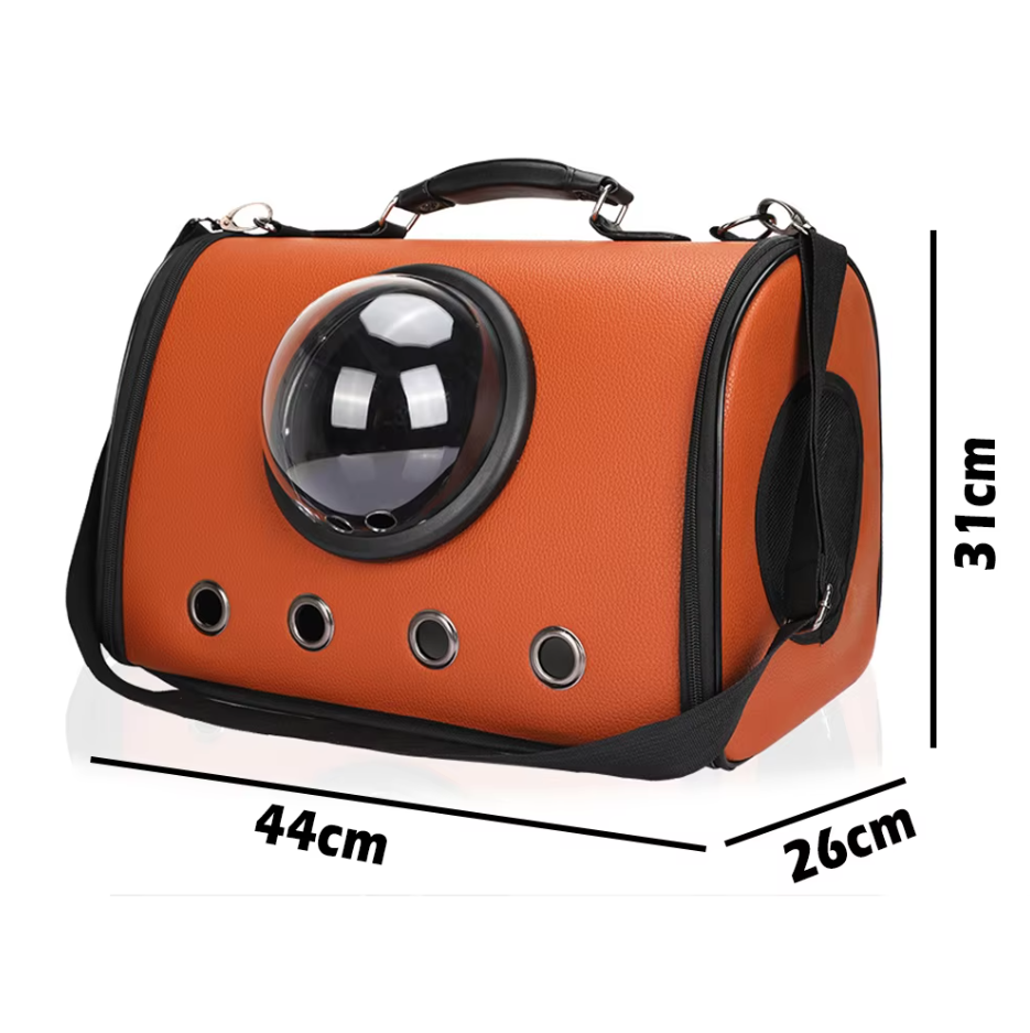 Portable cat & small dog carrier with clear viewing window for stress-free car trips.