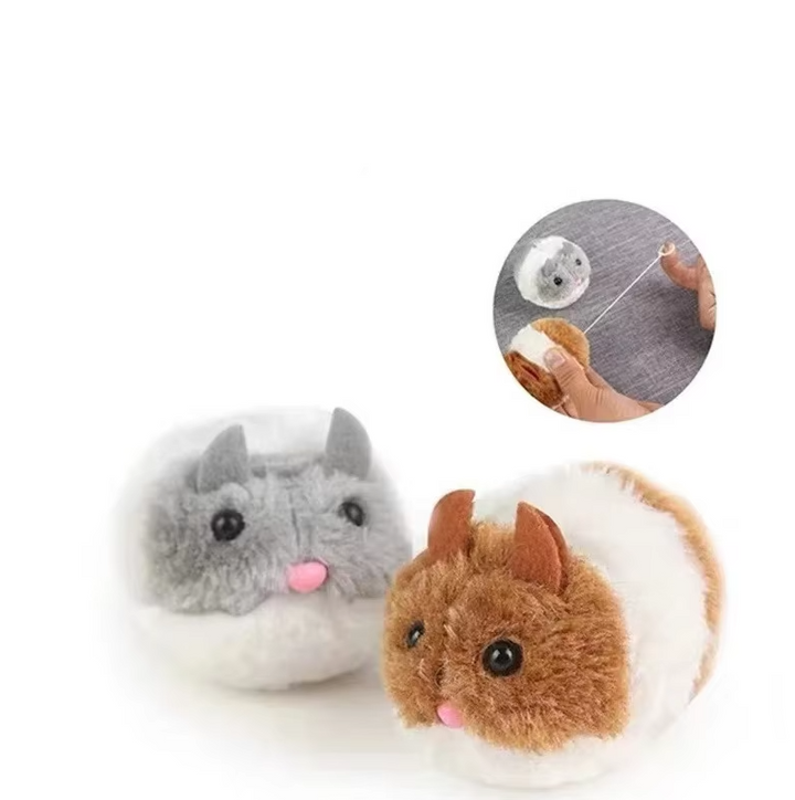 Cute plush hamster electric cat toy, stimulating feline senses for active play and engagement.