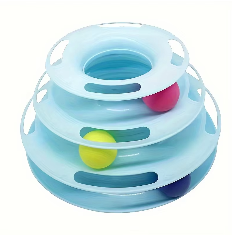 Durable kitten & cat toy play tower with interactive stages for active play & mental enrichment for indoor pets.