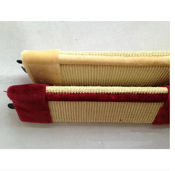 Wall-mounted cat scratcher mat with soft cover for effective furniture protection.