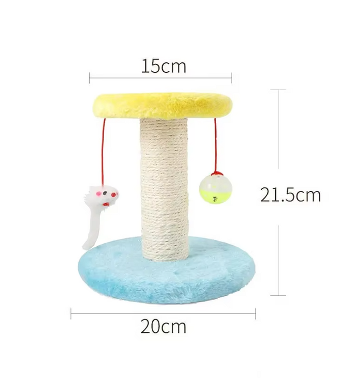 Modern cat scratching post with interactive toy diverts scratching, protecting your furniture & providing vital claw care.