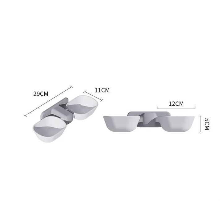Secure wall mount pet food and water bowls. Prevents spills, offers comfortable elevated feeding for pets.