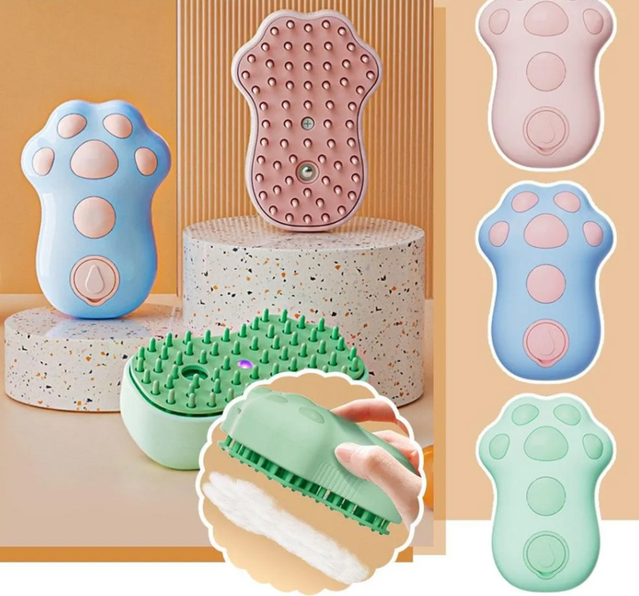 Efficient electric deshedding brush & shampoo applicator for healthy cat grooming.