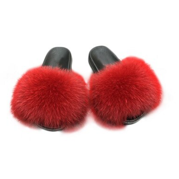 Women's plush open-toe comfort slides. Fluffy soft slippers, perfect slip-on casual footwear.