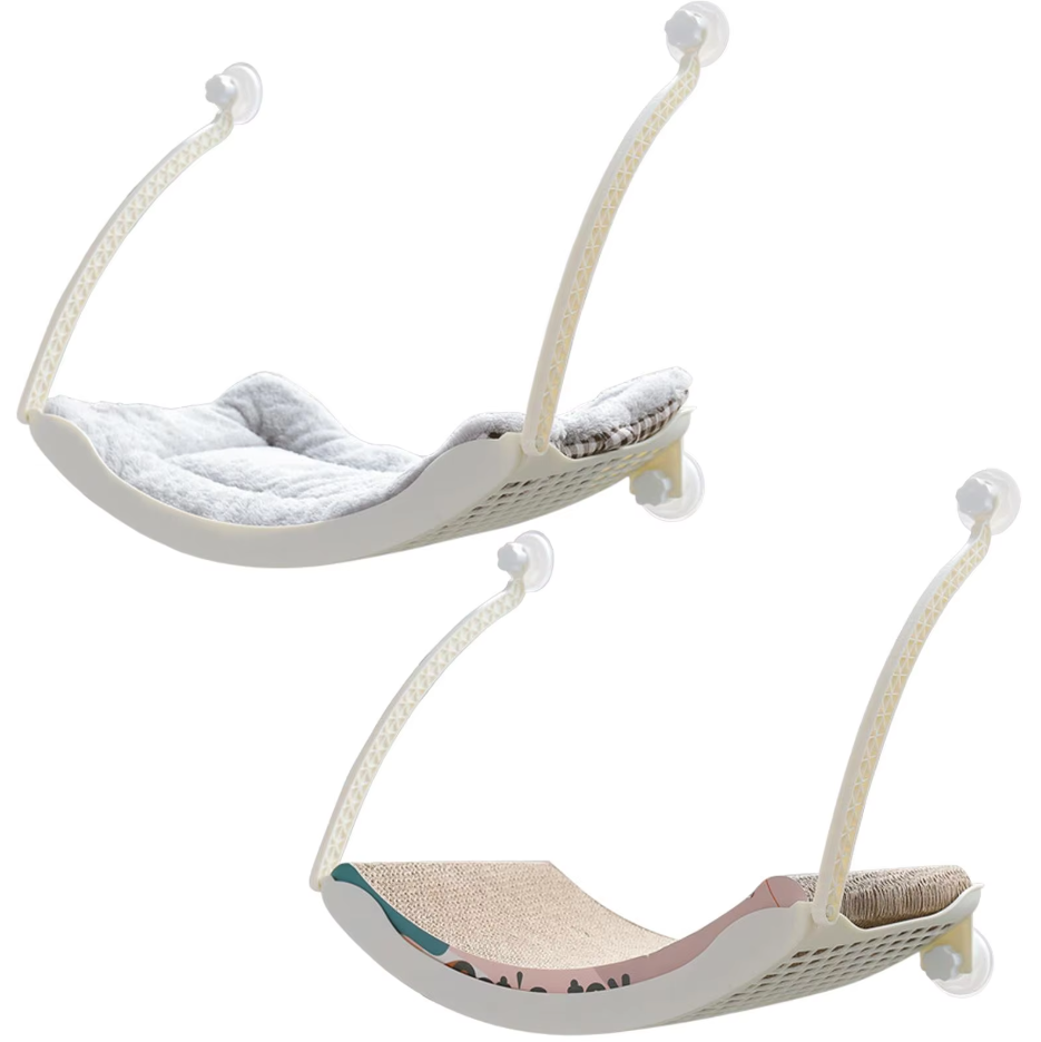 Cat window hammock offering a prime view, a stable suction cup perch for indoor cats to observe.