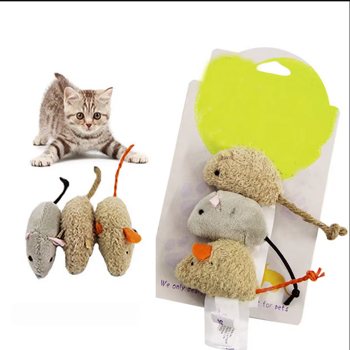 Soft plush mice cat toys designed for indoor feline enrichment and pet play.