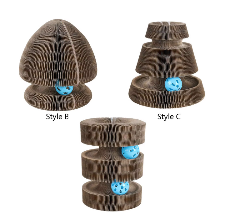 Premium cat interactive scratch tower with a rolling ball. Perfect pet supplies for active feline enrichment.