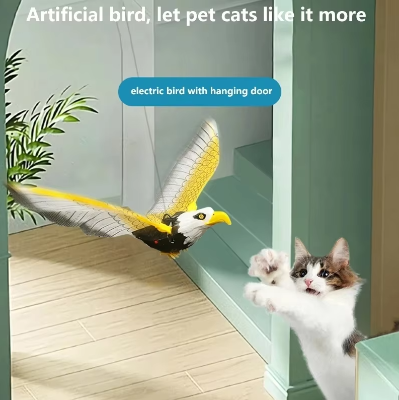 Eagle-shaped cat toy designed for hunting, encouraging active play and mental stimulation.