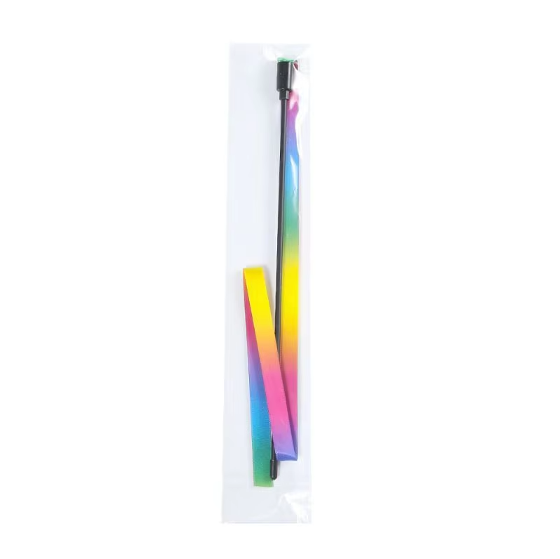 Stimulating rainbow cat play rod, an interactive toy for active felines & kittens. Promotes exercise & fun.