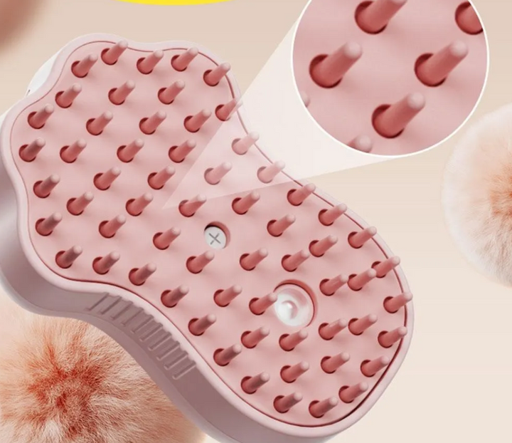 Multi-functional electric cat brush: massage, deshedding, and soap dispensing for kittens.