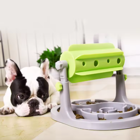 Fun dog puzzle feeder toy for slow eating. Dispenses treats, stimulates mind, prevents bloat.