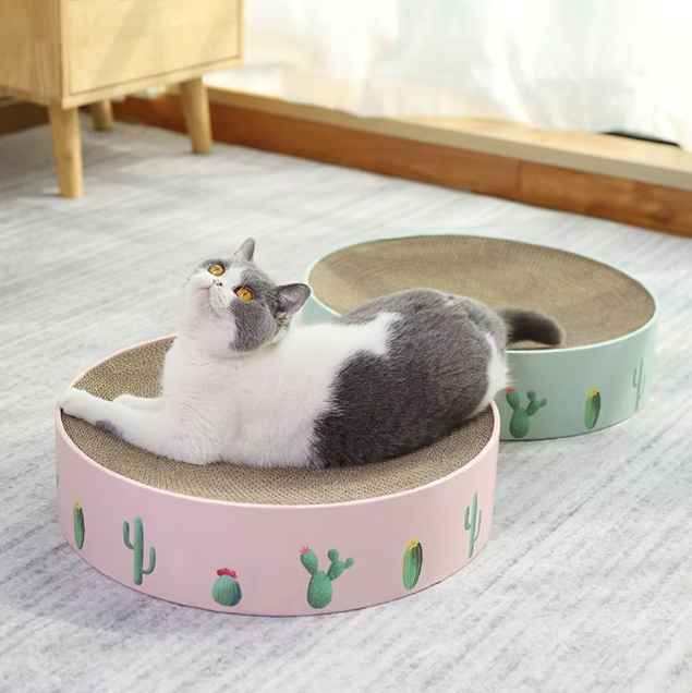 Eye-catching cactus-shaped cat scratching board, a modern pet furniture protector for playful and active felines.