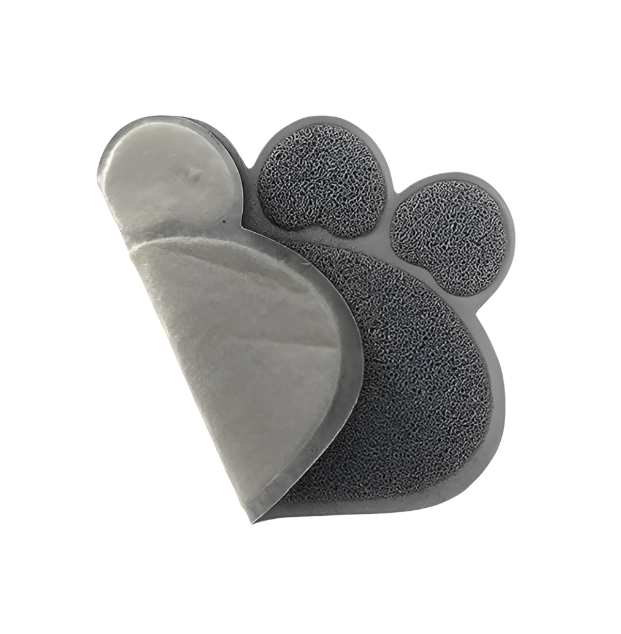 Grey paw print litter mat, effectively preventing scattered cat litter. Keeps your home tidy & reduces mess.