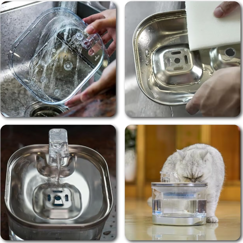 Healthy pet water fountain with activated carbon filter for dogs & cats.