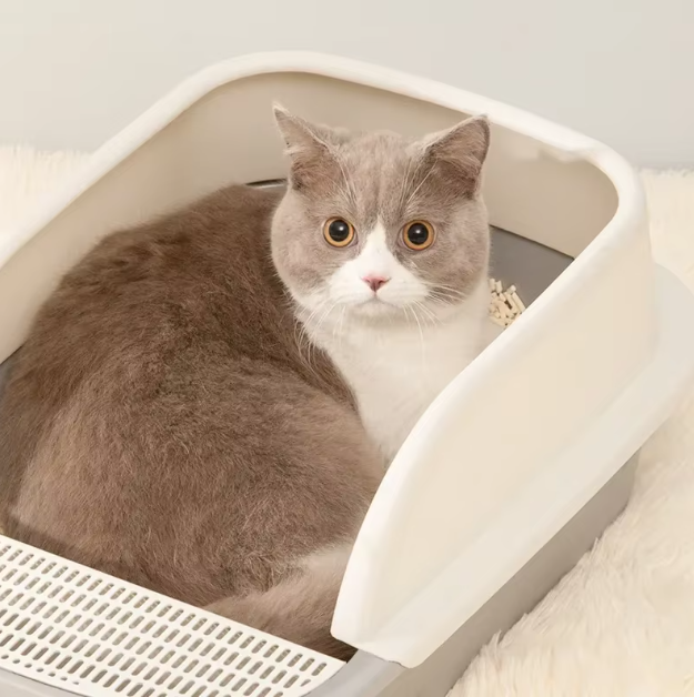 High rim cat litter tray for a clean, mess-free home. Durable pet hygiene solution for cats.