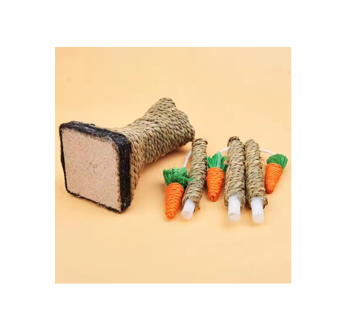 Vertical cat scratching post with natural sisal rope, tree design, and fun carrot toys for all cats.