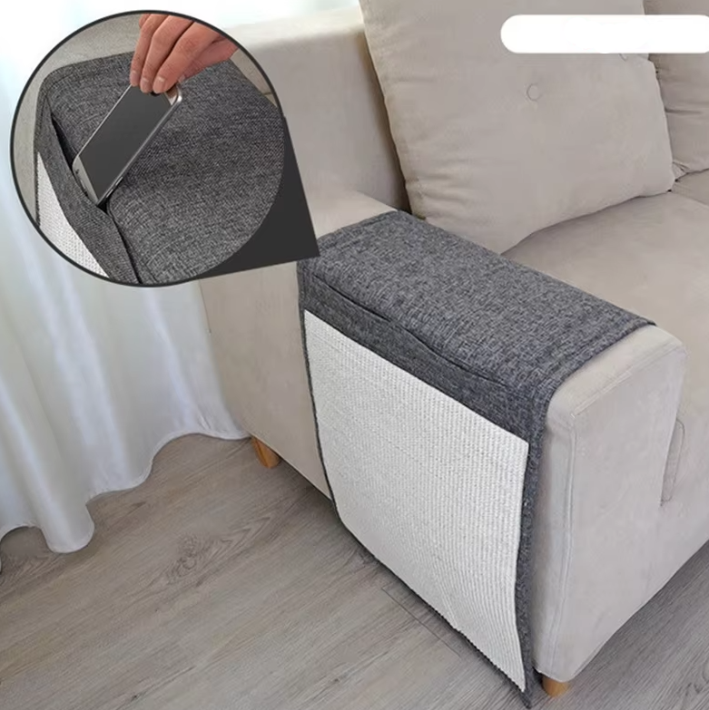 Protect your couch with this sisal cat scratch mat, a robust sofa armrest furniture protector.