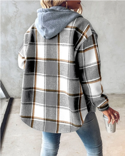Men's hooded flannel shirt jacket, button-up, relaxed fit for ultimate casual comfort and style.