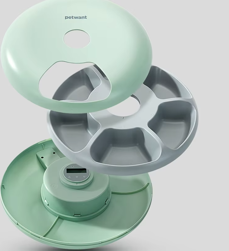 Automatic pet feeder, a smart food dispenser ensuring your cat or dog gets timed meals.
