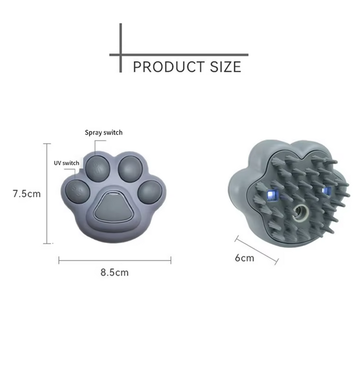 Gentle grooming electric spray brush for dogs and cats, doubles as a soothing pet massager.
