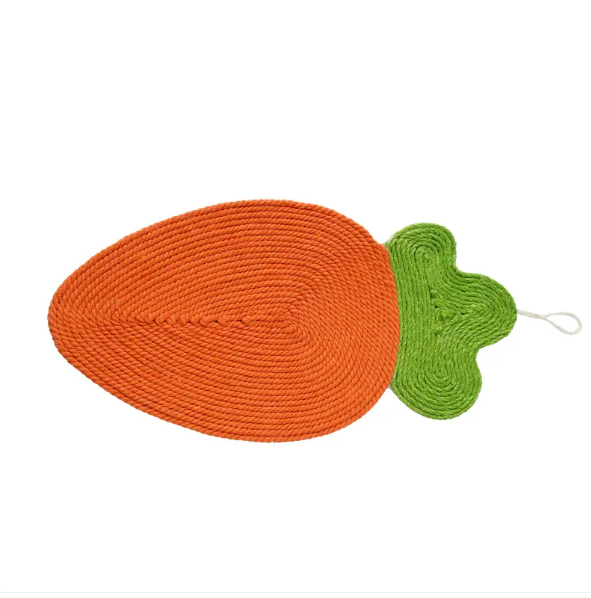 Lemon-shaped sisal cat scratch mat. Essential pet accessory for claw care and furniture protection.
