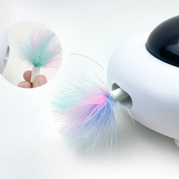 Bright LED light & soft feather interactive cat toy, perfect for endless pet entertainment and active play.