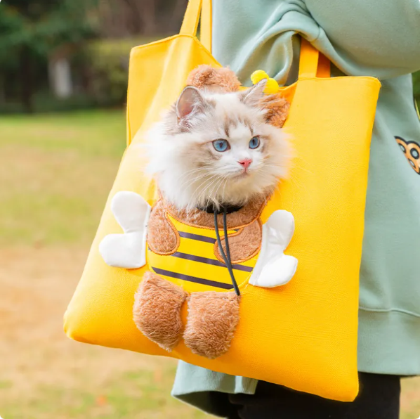 Funny animal costume pet carrier bag for cats & small dogs. Portable travel bag for safe car rides.