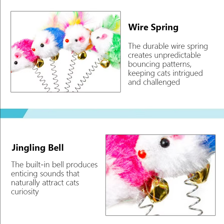 Durable interactive cat toy: spring mouse on suction cup. Keeps pets active & engaged. Great for kittens.
