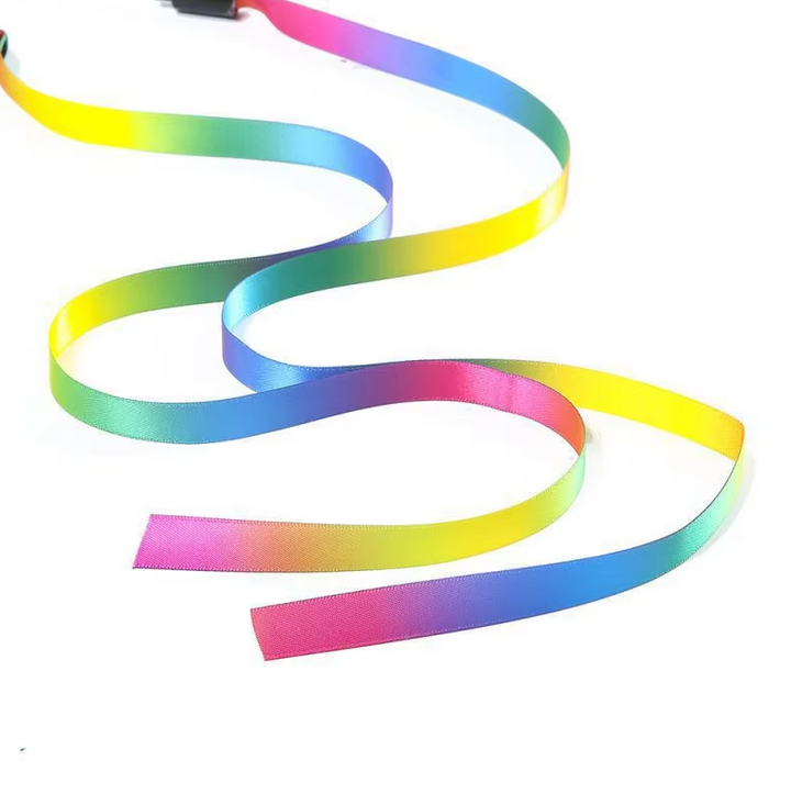Vibrant rainbow play rod cat toy, perfect for interactive feline fun & exercise. Engages active cats & kittens.
