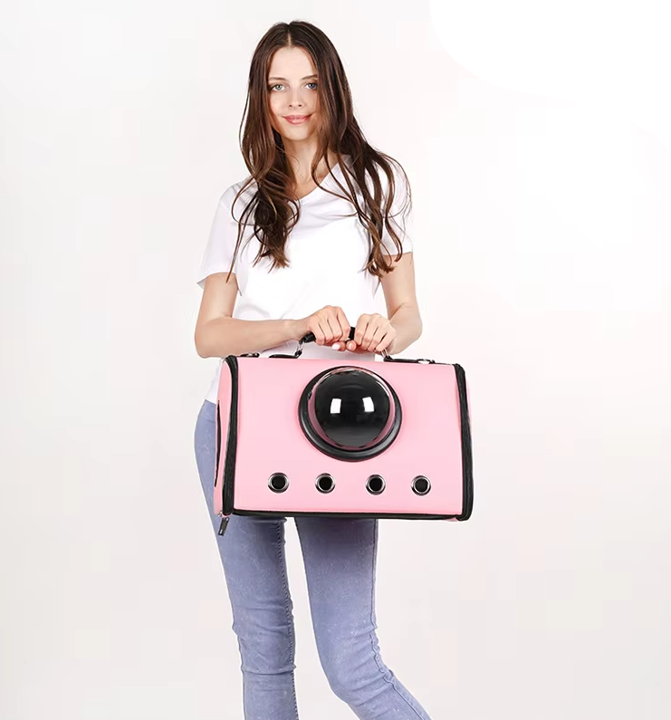 Durable pet travel bag for cars, featuring a secure viewing window for cats & small dogs.