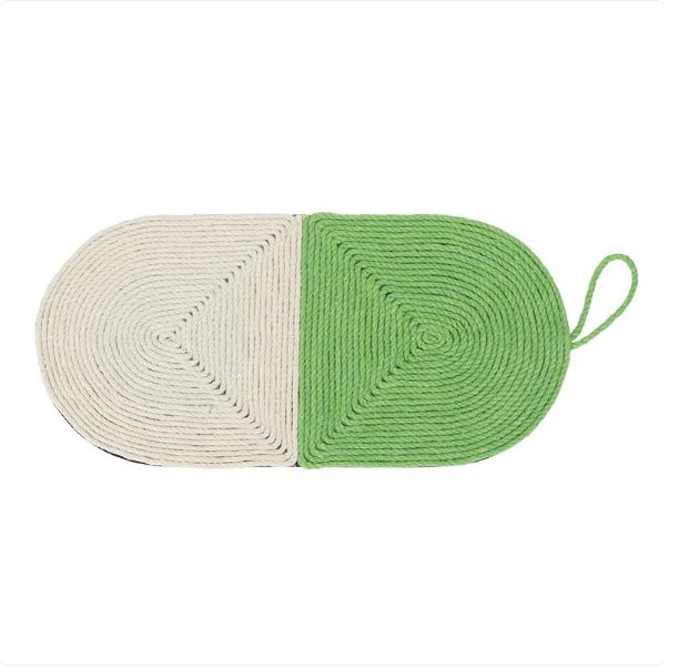 High-quality sisal scratching mat for cats, shaped like a fish. Great for claw care & furniture protection.