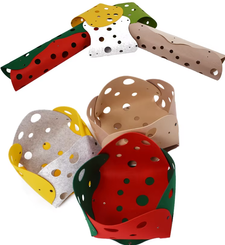 Foldable felt cat tunnel with peek-a-boo holes, a versatile pet accessory for active felines.