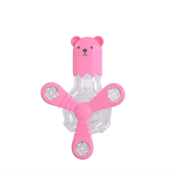 Active pet play: bear treat dispenser with rotating arms encourages slow eating & mental exercise for pets.