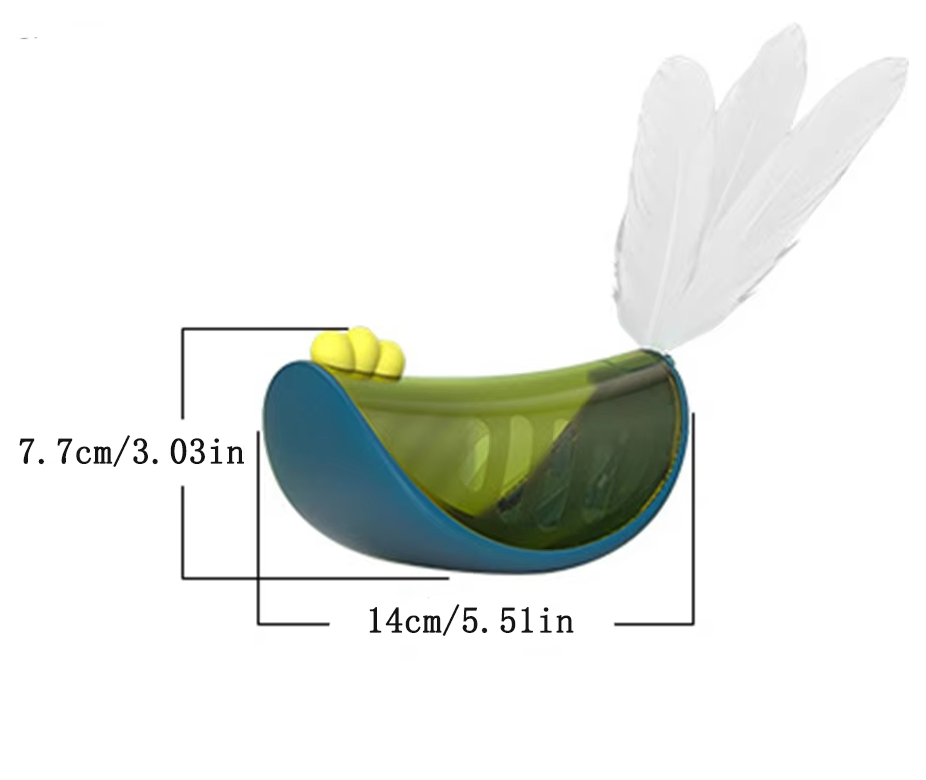 Fun cat toy with a spinning feather and treat release mechanism to keep your playful cat entertained.