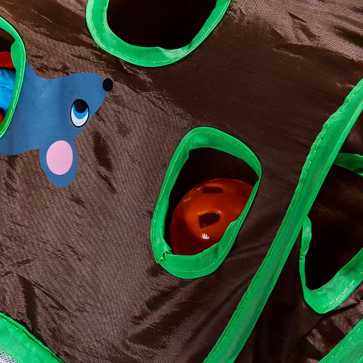 Fun hide-and-seek activity mat for cats & kittens. Encourages natural hunting play, exercise & mental stimulation.