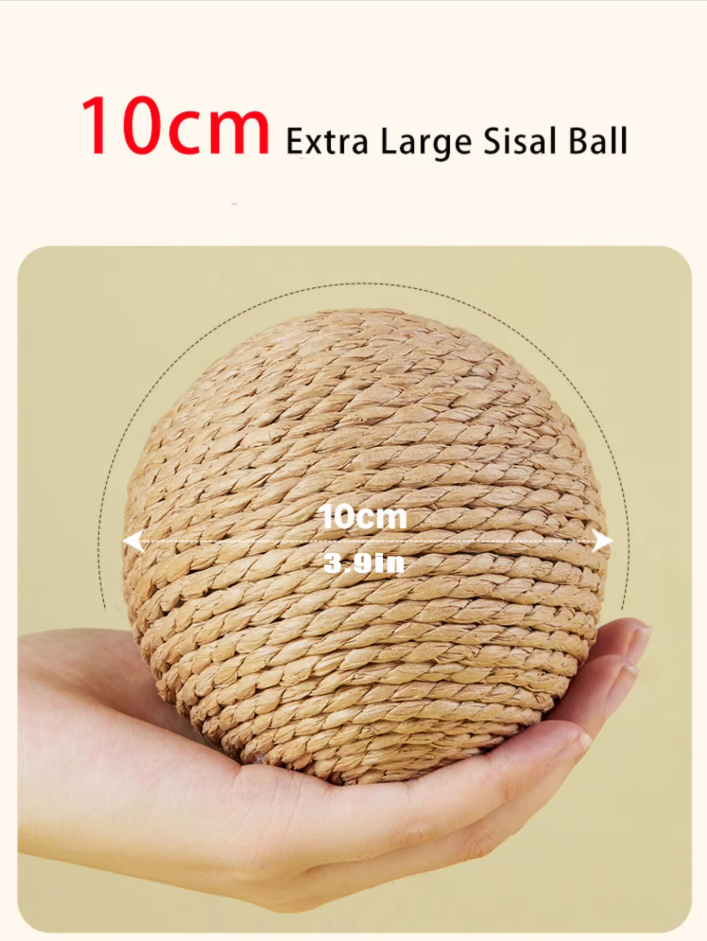 Natural sisal scratching ball for cats, promoting healthy claws & active play. A durable cat toy.